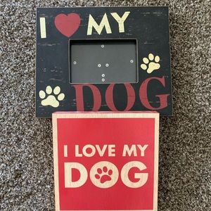 4/$20 🌺 Wood i love my dog set (frame and sign)